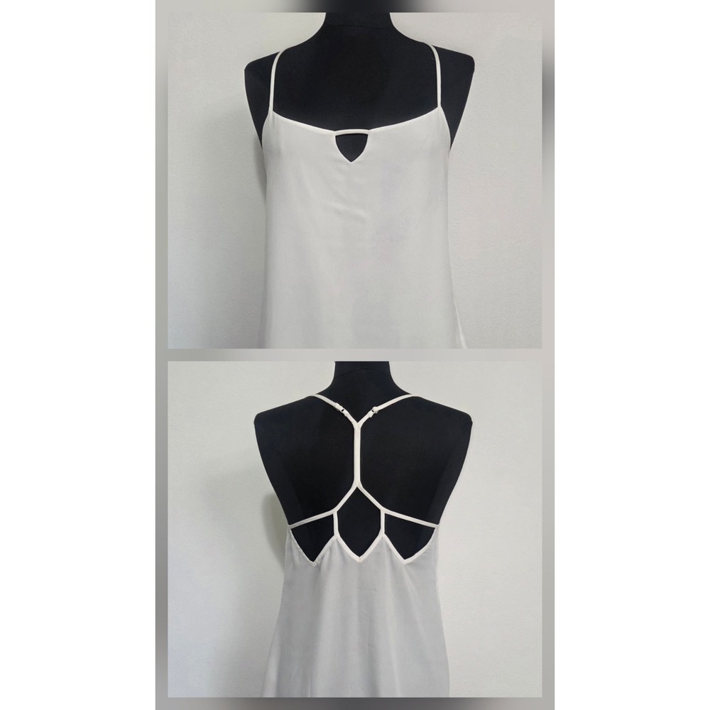 Naked Zebra Women's White Spaghetti Strappy Cami Tank Top Lined Front Size M